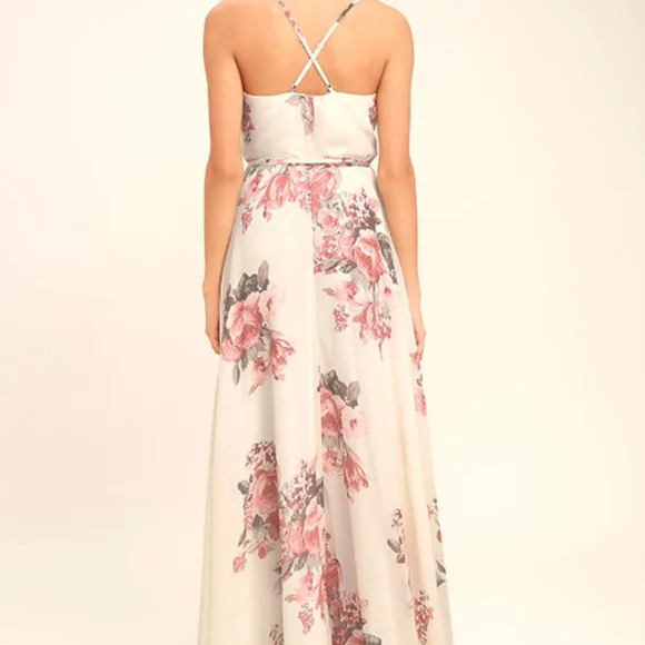 Lulus elegantly inclined cream floral maxi dress - Picture 4 of 6
